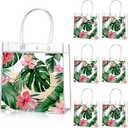 Aliceset 20 Pcs Clear Aloha Bags Hawaiian Luau Party Favors with Handles Summer Tropical Palm Leaves Goodie PVC Plastic Gift Bags for Summer Birthday Party Supplies, 8 x 8 x 3.15 Inch