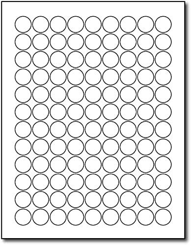 White 3/4" Round Circle Labels - 108 Labels Per Sheet - for Inkjet & Laser Printers - 25 Sheets / 2700 Labels