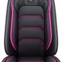 Comfortable Leather Auto Car Seat Covers 5 Seats Full Set Universal Fit (Black & Rose)