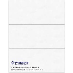 PrintWorks Professional 3 Part Perforated Paper 8.5 x 11 - Perfect for W-2, 1099, & Statement Use - Made in the USA - 500 Sheets - 20 lb - Printer Compatible - White (04120)