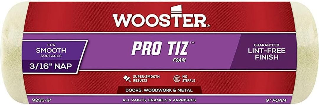 Wooster Pro Tiz Foam 3/16 in. x 9 in. W Regular Paint Roller Cover for Smooth Surfaces 1 pk