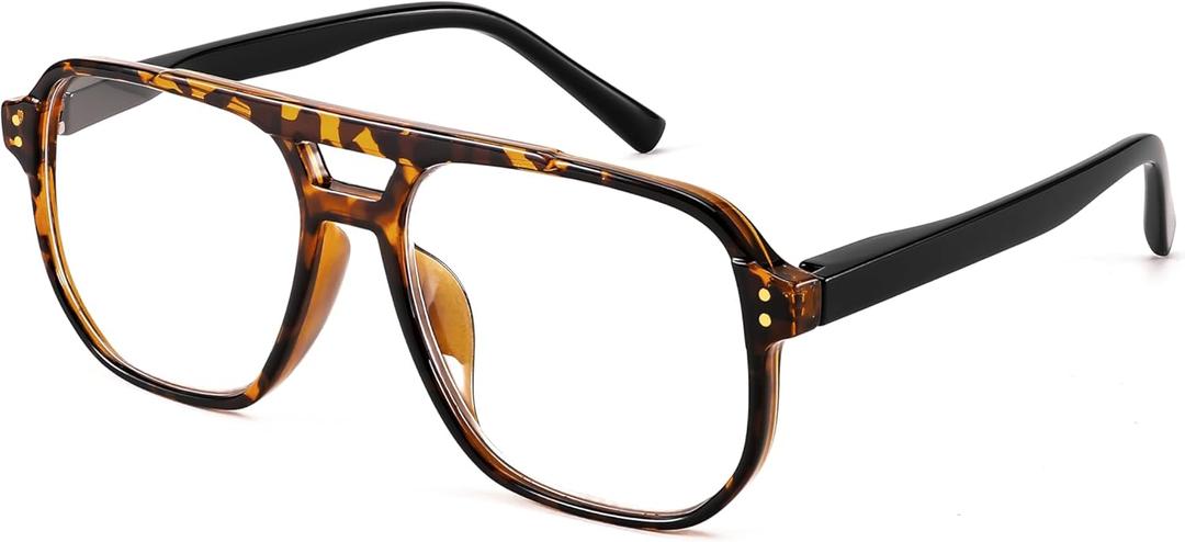 FEISEDY Retro Aviator Reading Glasses Women Men Blue Light Blocking Reader Plastic Lightweight Frame B0071(Leopard, 1.5x)