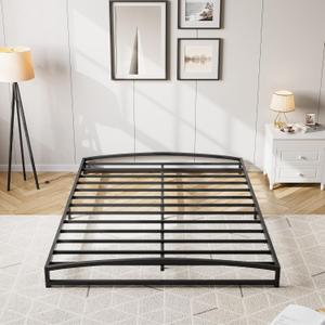 IDEALHOUSE Low Profile Queen Bed Frame, 6 Inch Heavy Duty Metal Queen Size Platform Bed Frame, Mattress Foundation with Steel Slat Support, No Box Spring Needed, Easy Assembly, Black