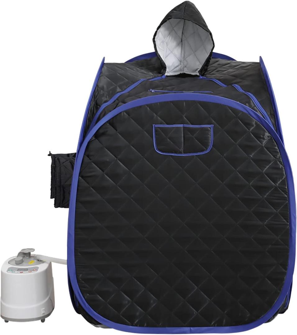 ZONEMEL Portable Steam Sauna, Full Body Home Sauna Spa, 1 Person or 2 Person Share Saunas, 2L Steam Generator with Remote Control (Black, L 33.5x W 32.3x H 41.7)