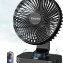 EasyAcc Small Oscillating Fan - 4000mAh, 5-23 Working Time, Rechargeable Desktop Air Circulate Fan with 4 Speed for Home Office (Black Oscillating Fan)