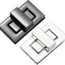 M METERXITY 2Pcs Purse Twist Lock (1.26 x 0.79 Inches, Black/Silver)- Rectangular Purse Closure Twist Turn Lock Clasp Metal Clip Hardware Apply to DIY Handbag/Purse/Wallet/Leather Craft