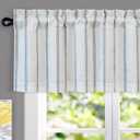 DriftAway Farmhouse Linen Lined Valance Double Layer Thermal Insulated Room Darkening Blackout Window Valances 3 Inch Rod Pocket Vertical Striped Kitchen Valance for Bathroom Single 52 x 18 Inch Gray