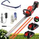 Electric Hedge Trimmers 21v Cordless Hedge Trimmer with Battery & Charger Included Handheld Electric Trimmers with Steel Blade Bush Trimmer for Garden Yard,red