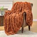 Krifey Faux Fur Throw Blanket, Super Soft Cozy Blanket, Luxury Fluffy Blanket Warm Bed Throw, Plush for Women, Camel 50" x 60"