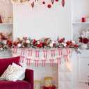 Christmas Velvet Bows Garland, 10ft Pre-Strung Christmas Garland Banner with 15 Bows, Indoor Vintage Elegant Velvet Ornaments Home Decorations Decor for Tree Mantle Stair Party Wall Office, Pink