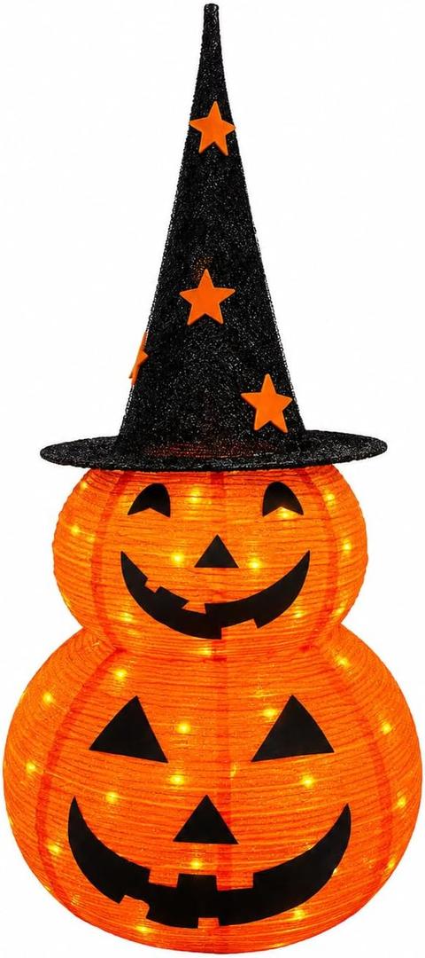 3FT Prelit Halloween Pumpkin Decoration, Pop Up Jack-o-Lantern