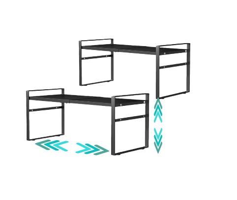 Expandable Cabinet Shelf Organizer Riser for Kitchen Pantry Cupboard Under Sink Countertop,kitchen cabinet shelf 8.3’’D * 12.2-23.6’’W * 10.4’’H, 2 PACK