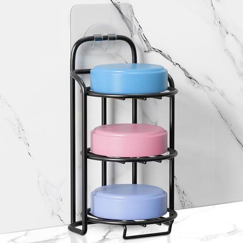 Yoshiky 3-Tier Shower Soap Shampoo Bar Holder, Self Adhesive & Freestanding Draining Bathroom Soap Dish Caddy for Bathroom Wall Accesories Decor