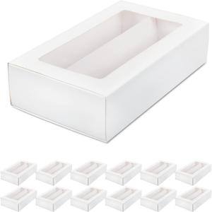 KBG 25pcs White Macaron Boxes, Rectangular, 8x5x1.8 Inches, Clear Window, Sturdy & Elegant, Ideal for Desserts & Candies KBG 25pcs White Macaron Boxes, Rectangular, 8x5x1.8 Inches, Clear Window, Sturdy & Elegant, Ideal for Desserts & Candies