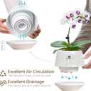 5 inch Orchid Pots with Holes for Repotting,Set of 2,Decorative African Violet Pots with Air-Pruning and Good Air Circulation,Plastic White Orchid Planter with Saucers