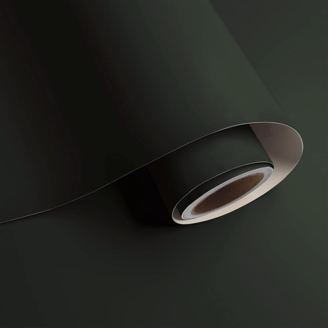 VaryPaper Matte Dark Green Contact Paper Green Wallpaper Peel and Stick for Bedroom 32''x354'' Solid Green Removable Wallpaper Decorative for Living Room Walls Kitchen Cabinets Countertops Shelves