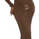 Women Bodycon Maxi Dress Mock Neck Long Sleeve Ruched Elegant Cocktail Dresses Zipper Back Evening Dress (Red, XL)