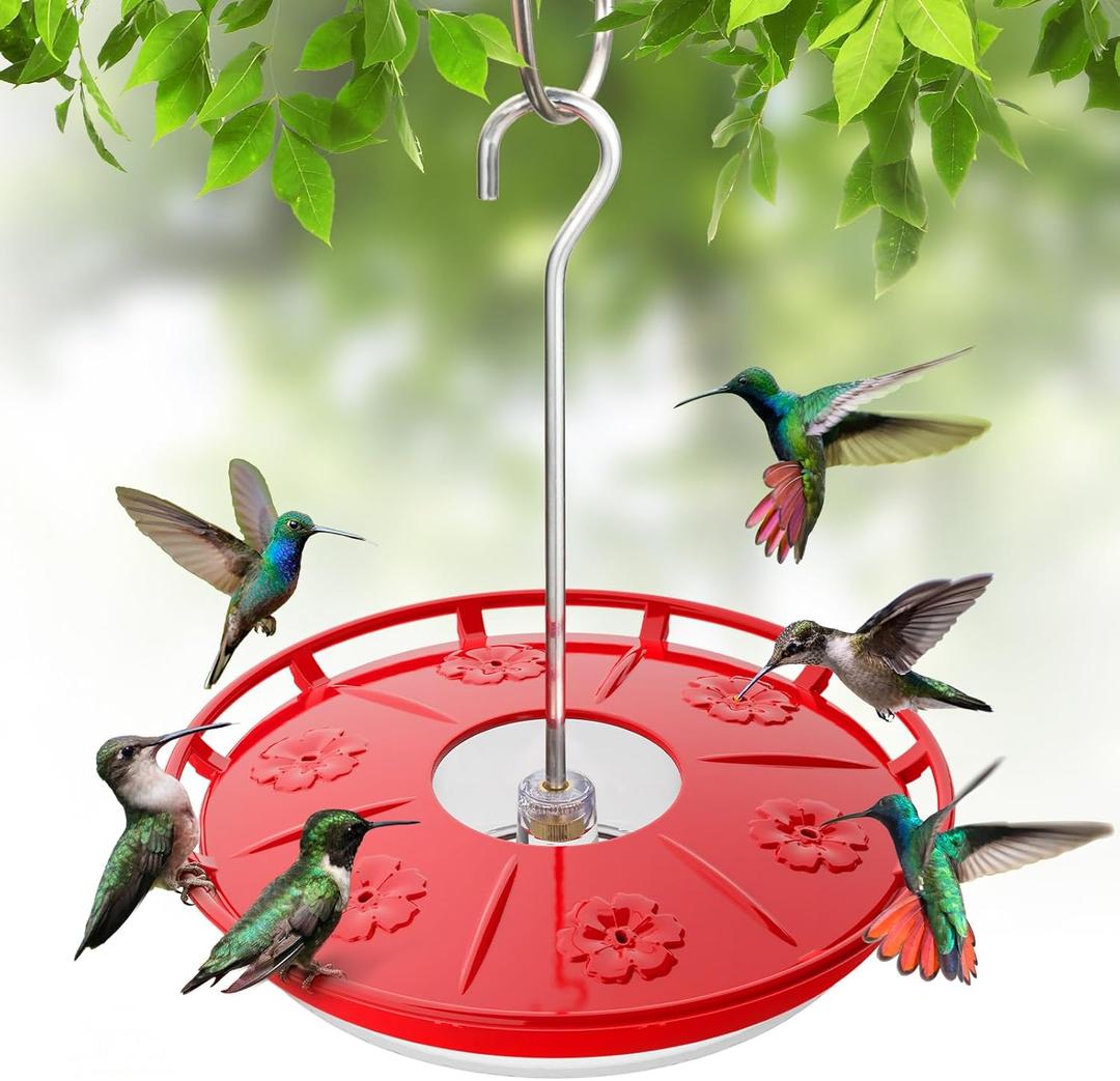 Kingsyard 16 OZ Saucer Hummingbird Feeders for Outdoors Hanging, 6 Bee Proof Feeding Ports Humming Nectar Bird Feeder, Ant Moat Easy to Refill & Clean Leak-Proof, Garden Décor Gifts for Women Mom