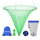 Foldable Bridge and Pier Fishing Net, Drop Net for Pier Fishing, Pier Net for Fishing Saltwater Freshwater, Multi-Purpose Foldable Rubber Fish Basket with 32FT Rope