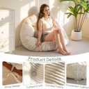 HIGOGOGO Papasan Chair Cushion with Corduroy Cover (Without Chair), 48 x 48 Inch Supportive Cushion, Overstuffed Chair Cushion,Beige
