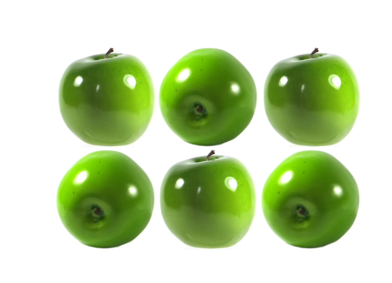 6-Pack Artificial Green Apple Round Apples Fruit Six Pieces