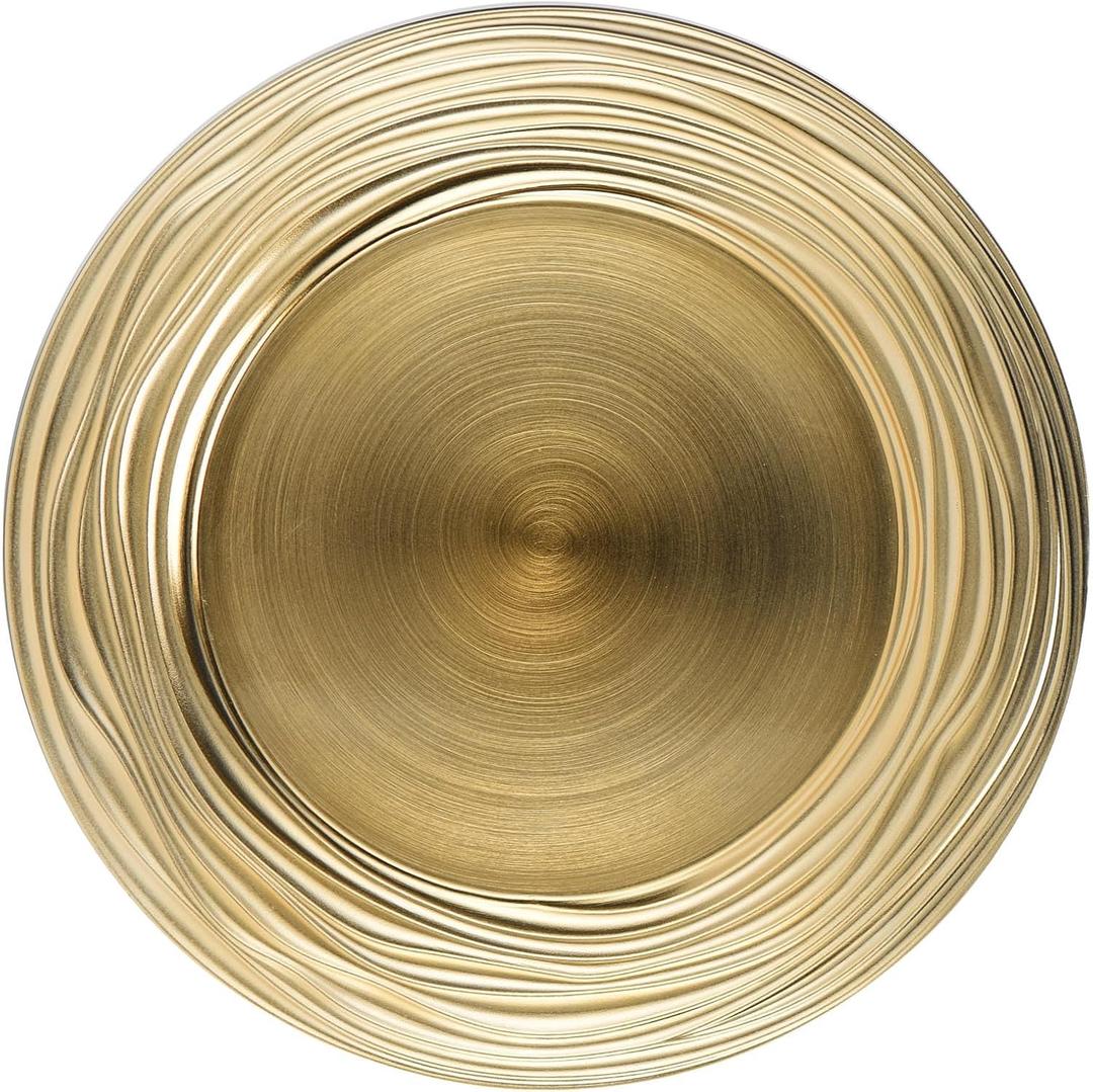 13 Inch Round Charger Plates, Set of 6, Dinner Chargers Bulk Wedding (Gold)
