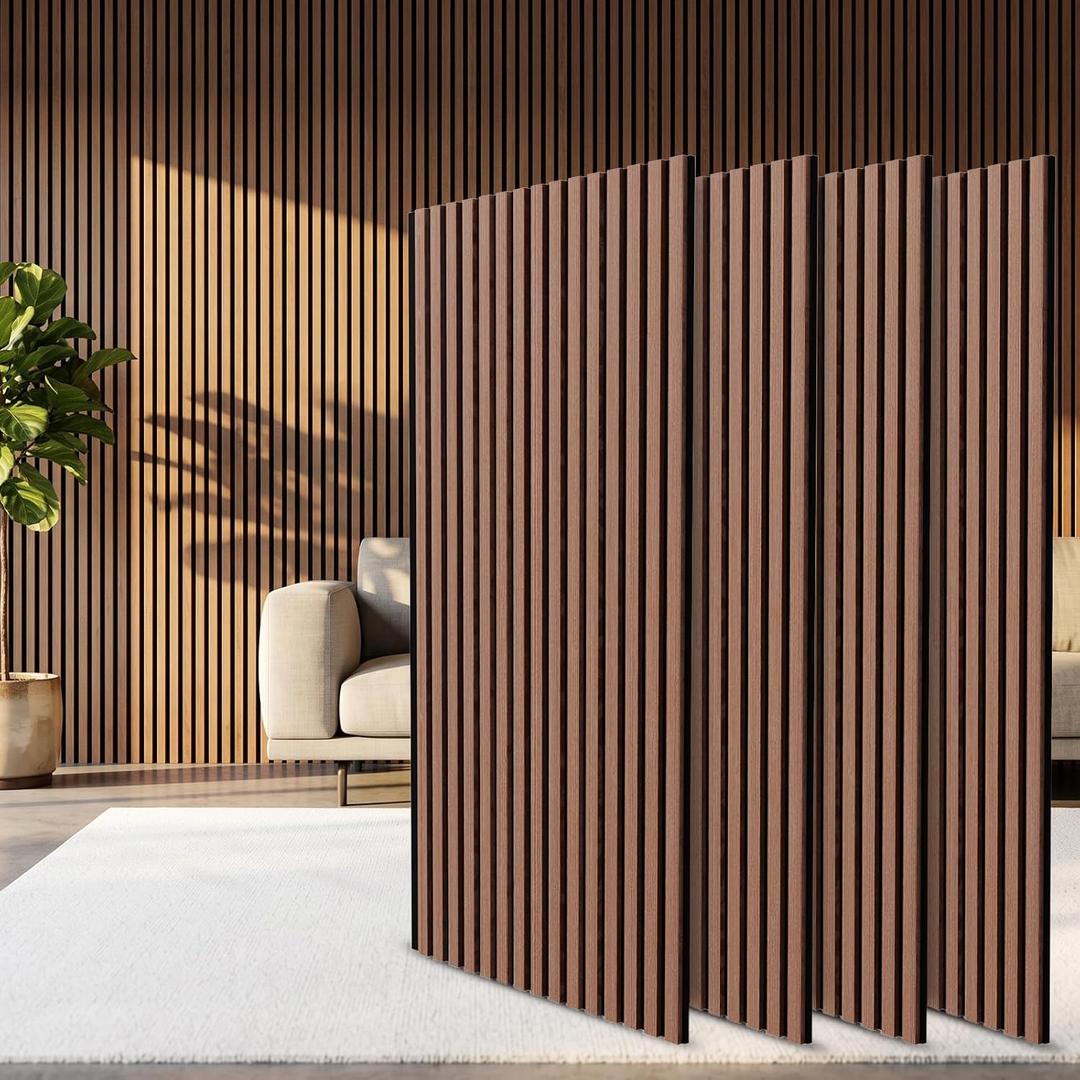 Wall Panels Wood Slat Acoustic: 4-Pack 47.2" x 23.6"/ 120 x 60cm - 31ft²