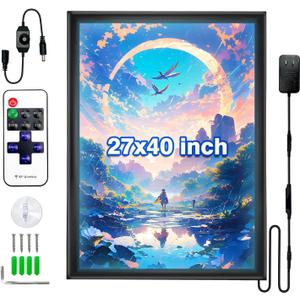 27×40 LED Poster Frame Adjustable Brightness with Remote & Manual Control, 27X40