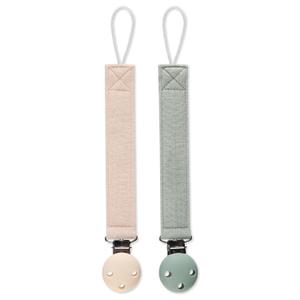 Pacifier Clip Holder for Baby Boy and Girl, Soft Pure Cotton Fabric Paci Binky Clips Fits for Most Pacifier Teethers & Small Toys in Place (Moody Blue+Milk White)