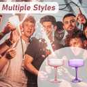 2 Pcs Ribbed Coupe Glasses, 10 oz Vintage Cocktail Coupe Glasses Set, Classic Cocktail Galssware, Bar Drinking Glasses Set Pefect , Wine, Champagne & Gift (PINK&PURPLE)