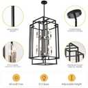 8-Lights Lantern Tiered Pendant Light Fixtures,Foyer Lighting Fixtures Industrial Entryway Chandelier for Enterway Dining Room Foyer Living Room Island Kitchen Staircase (Silver)