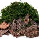 BYHER Fake Moss for Crafts, Assorted Treebark Fairy Garden Accessories Green Moss for Decorating, Tree Bark for Crafts, Terrarium, Floral Arrangements (Forest Green)