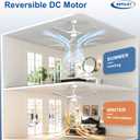 Depuley 42-Inch Ceiling Fan with Light: White 3 Blade Outdoor Fans for Patios - Dimmable Indoor Ceiling Fan with Remote Control Fandelier for Bedroom Ultra Quiet DC Motor Reversible 6 Speed