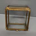 Creative Co-Op Brass and Glass Display Box with Scalloped Edges, Antique Finish (3" Square x 1-3/4"H)