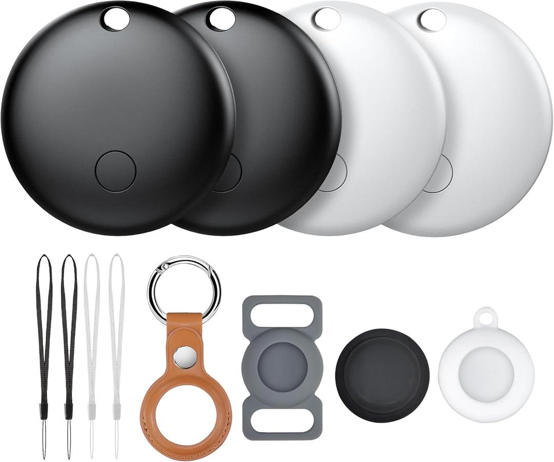 Air Tracker Tags-4 Pack, Smart Trackers, Item Locator Tags Works with Apple Find My | iOS Only | 4 Different Cases | Replaceable Battery | Water-Resistant | Item Finder for Key, Luggage, Backpack, Bike