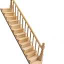 Miniature Stairs 1:12 Scale Dollhouse Furniture Wooden Handrail DIY Unpainted Staircase Dollhouse Accessories Pre-Assembled Steps Model (Right-Handrail)