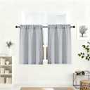 Lecloud Grey Kitchen Curtains 36 Inch Length 2 Pcs, Airy Privacy Light Filtering Short Tiers, Soft Modern Window Drapes for Cafe Bathroom Cabinet RV Camper Basement, Each Panel 30" W x 36" L