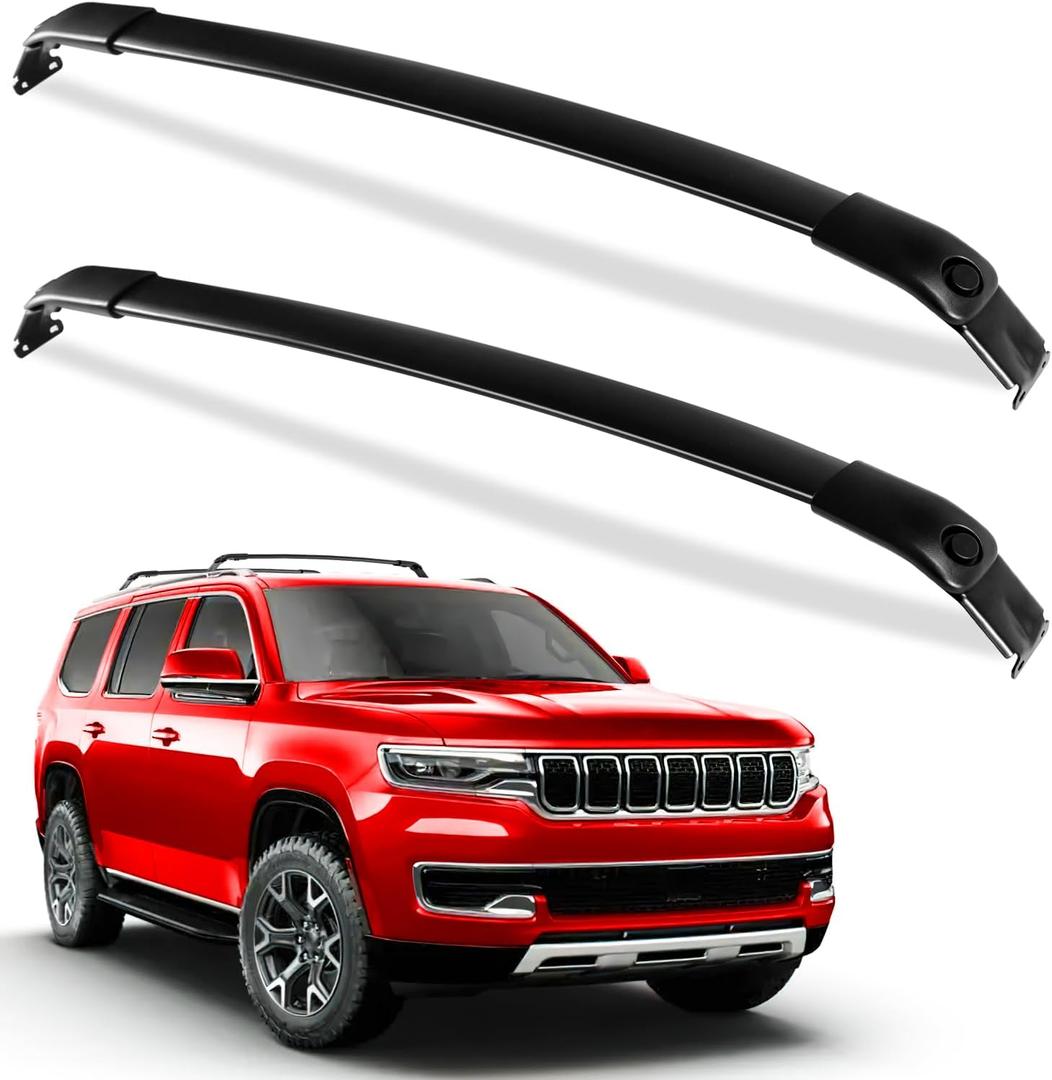 Roof Rack Cross Bars 220lbs Compatible with Jeep Wagoneer & Grand Wagoneer & Wagoneer L & Grand Wagoneer L 2022-2026, Heavy Duty All-Metal Aluminum Roof Rails Crossbars Cargo Canoe Black