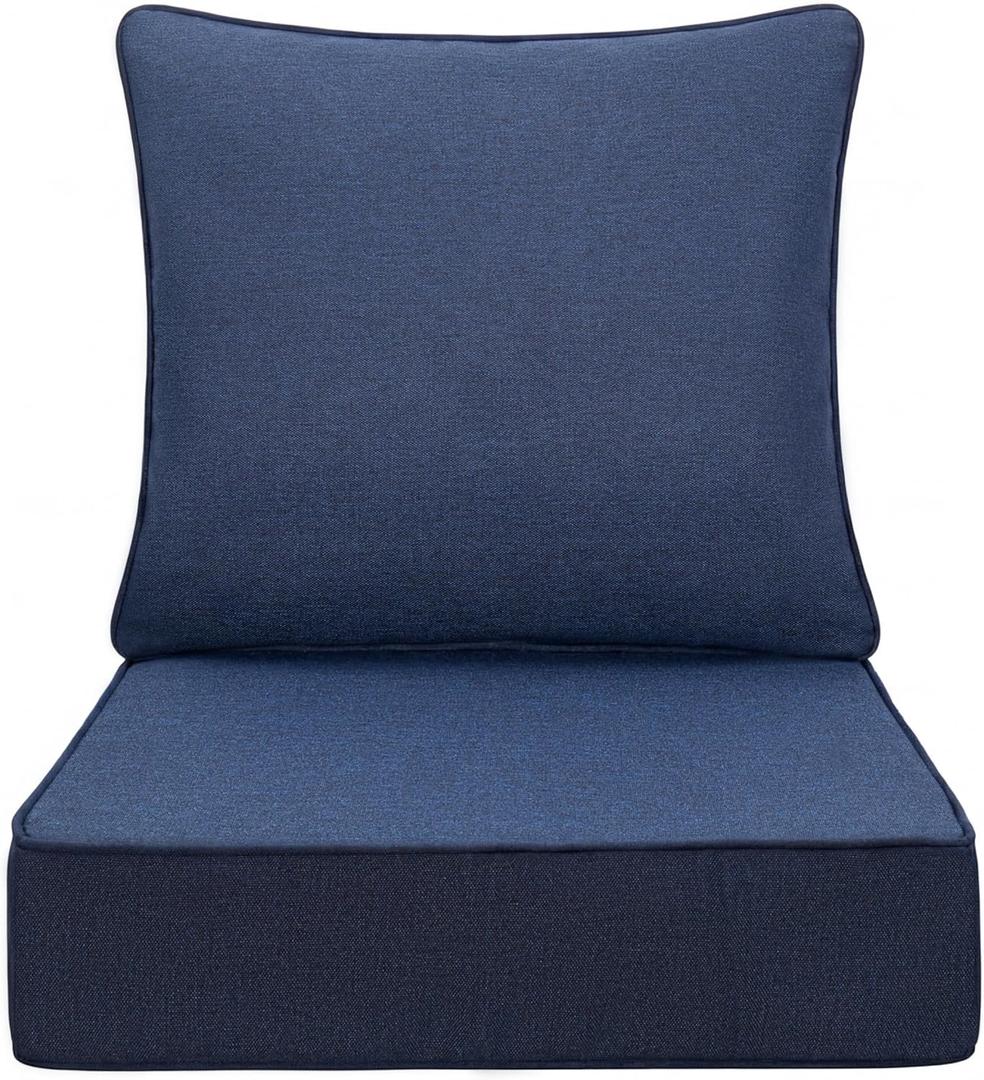 Volans 24 x 24 x 5 in Patio Chair Cushions Set, Waterproof Outdoor Couch Seat Cushion, Bottom and Back Cushions for Patio Furniture, Dark Blue