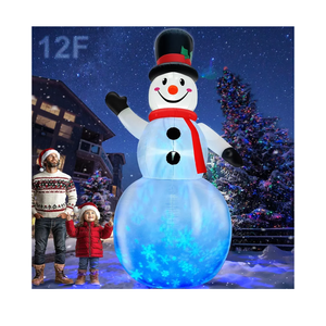 Rotating Snowflake Lights 12 Ft Giant Christmas Inflatables Snowman with Builtin LED Lights Christmas Decorations Outdoor Xmas Blow Up Snowman for Yard Garden Holiday Party Decor