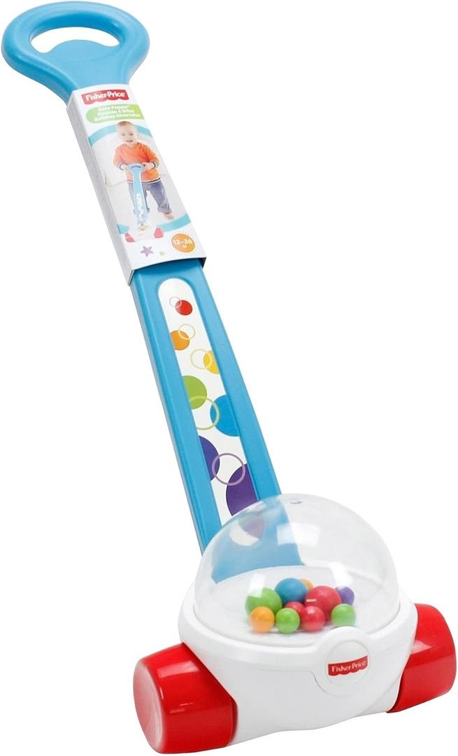 Fisher-Price Corn Popper Baby Toy, Blue, Toddler Push Toy with Ball-Popping Action for 1 Year Old and Up
