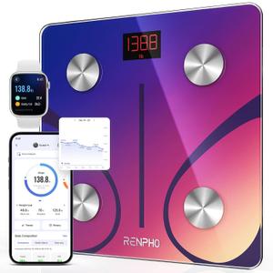 RENPHO Smart Scale for Body Weight, FSA&HSA Eligible, Digital Bathroom Scale BMI Weighing Bluetooth Body Fat Scale, Body Composition Monitor Health Analyzer with Smartphone App (11"/280mm, Red Gradient)