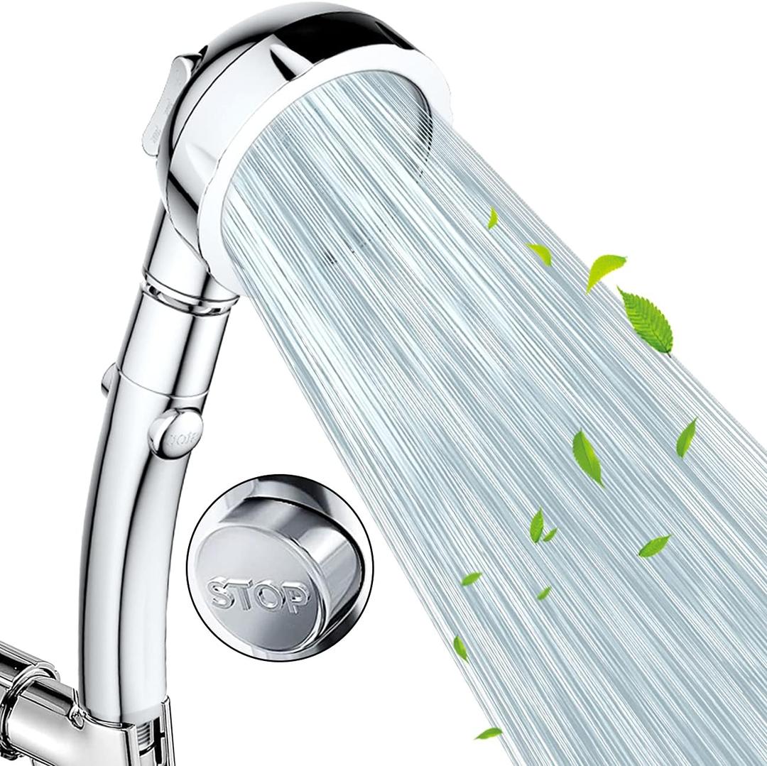 Nosame Shower,High Pressure Handheld Shower Head with ON/Off Pause Switch 3-Settings Water Saving Showerhead, Chrome Finish Bathroom 1.6 GPM Shower Accessorie (Silver(shower head))
