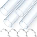 Sasylvia 4 Sets Dust Collection Clear PVC Pipe 4 x 36 Inches Long Rigid Clear Tube with Rigid Strap Clamp Heavy Duty Unbreakable Plastic Pipe Stainless Steel U Bracket for Dust Collection