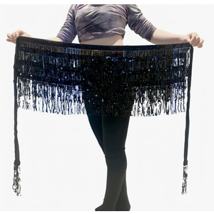 Belly Dancing Sequins Hip Scarf Belt Performance Wear Halloween Costume Wrap Skirt