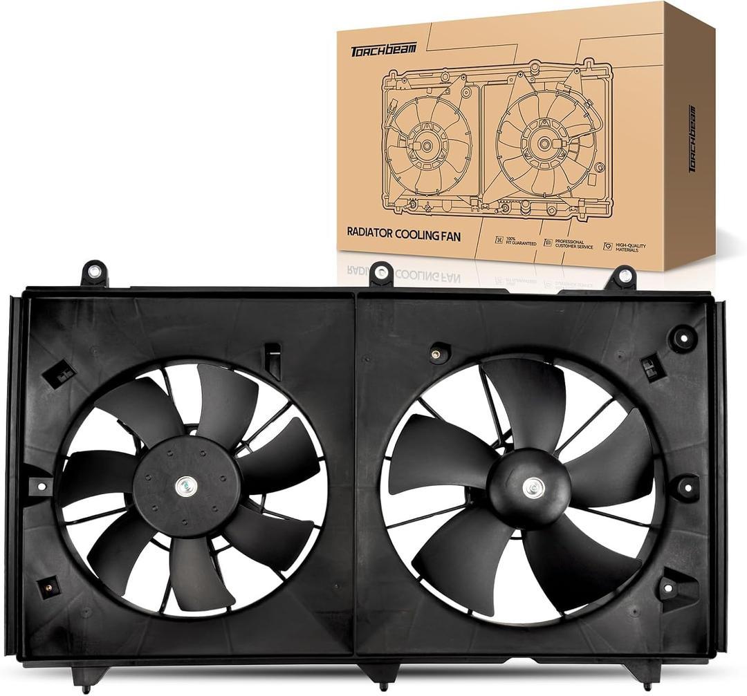Torchbeam Radiator Cooling Fan 620225, Compatible with 2003-2007 Accord 2.4L, Replace # 620225, 19015RAAA01, 19030RAAA01, 38616RAAA01, 38611RAAA01, 19020PND003