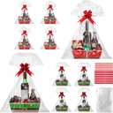 Cholemy 24 Pieces Christmas Gift Baskets Empty Kit Include 8 Kraft Market Trays 8 Bags and 8 Bows Elf Belt Candy Cardboard Baskets for Gifts Empty with Handles (Elf Belt)