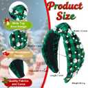 2 x Plaid Headband for Women Christmas Pearl Knotted Headband Fashion Elegant Ladies Wide Knot Headbands Headpieces Hair Accessories (2 Pack Green Plaid) (One Size)