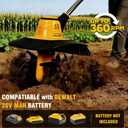 Cordless Tiller Cultivator Compatible with Dewalt 20V MAX Battery, Electric Garden Tiller w/360 RPM, 9In Tilling Width & 7In Depth, Rototiller for Lawn/Soil Cultivation (Battery Not Included)