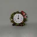 Mini Tabletop Clock, Decorative Vintage Floral Metal Table Clock with Battery Operated for Bedside, Table, Living Room, Home and Office (Burgendy With Green)